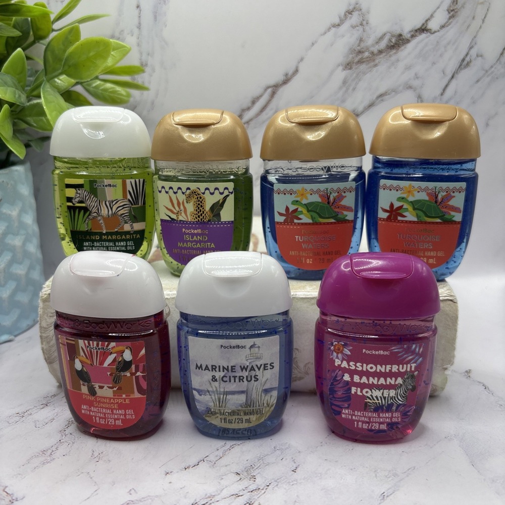 Bath & Body Works PocketBac Tropical Island Lot 7 Hand Sanitizer Gel New